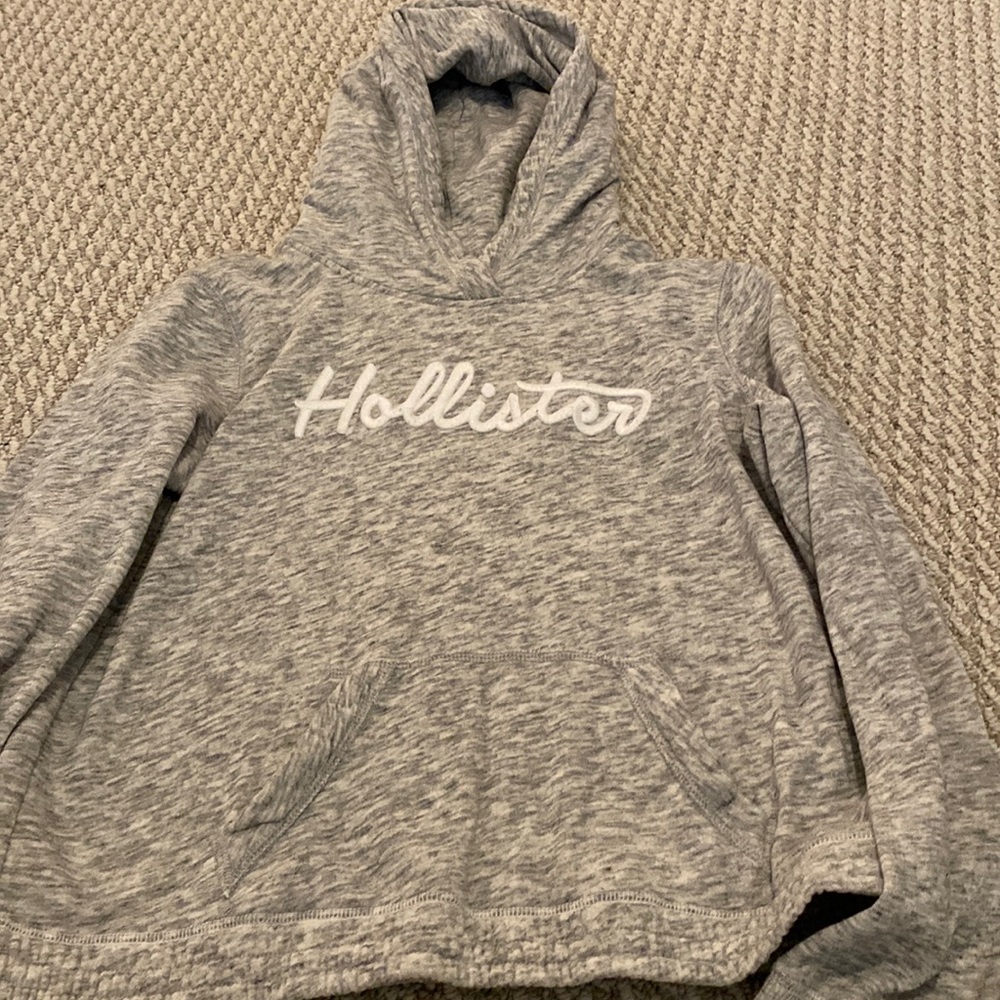 Hollister womens sz medium hoodie sweatshirt grey w front pockets